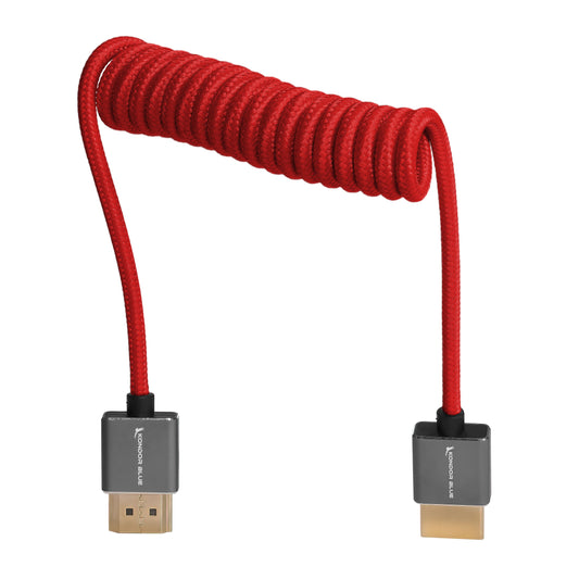 Kondor Blue Coiled Full HDMI Cable (12-24") (Cardinal Red)