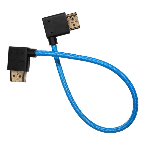 Cabo HDMI reto Kondor Blue de 12” em ângulo reto para ângulo esquerdo (Kondor Blue)