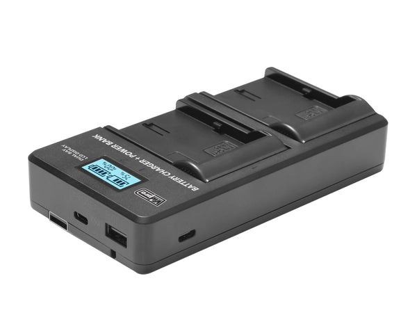 Vidpro VDL Dual-Bay LCD Display Charger + Power Bank F/7.2V & 7.4V Camera Batteries - AVC photo video store