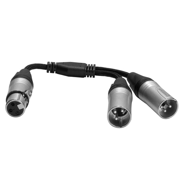 Kondor Blue Dual Male XLR To Female XLR Audio Y Splitter Cable (Raven Black) - AVC photo video store