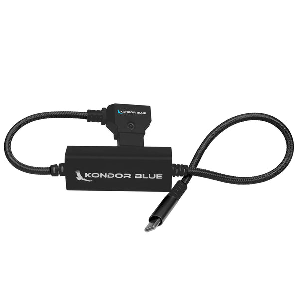Kondor Blue 16" D-Tap to USB C Power Delivery Cable for Mirrorless Cameras & Laptops (Raven Black) - AVC photo video store