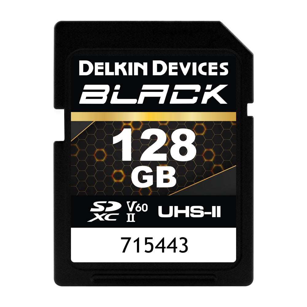 Delkin DSBV6128 128GB BLACK UHS-II V60 SDXC Memory Card