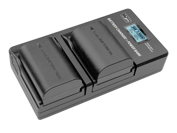 Vidpro VDL Dual-Bay LCD Display Charger + Power Bank F/7.2V & 7.4V Camera Batteries - AVC photo video store