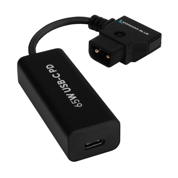 Cabo de alimentação e carregamento de bateria Kondor Blue 6" D-Tap para USB C PD fêmea de 2 vias (preto raven)