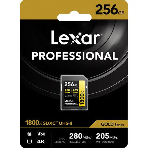 Lexar 256GB Professional 1800x UHS-II SDXC Memory Card (GOLD Series) - AVC photo video store