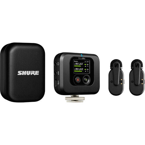 Shure MoveMic Two Receiver Kit 2-Person Clip-On Wireless Microphone System f/Mobile Devices & Cameras