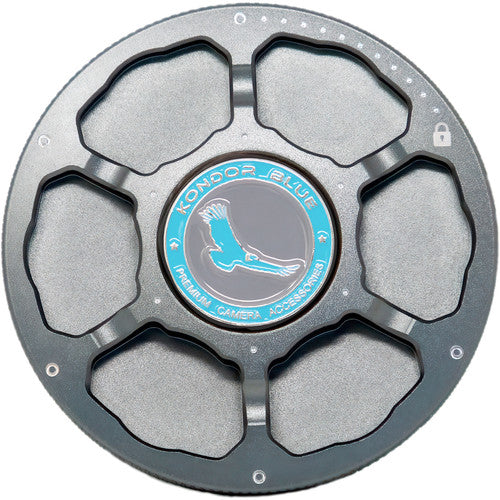 Tampa de metal para câmera Canon EF Cine azul Kondor com porta de lente (cinza espacial)