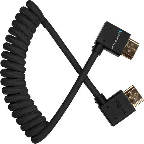 Kondor Blue Coiled Right-Angle High-Speed HDMI Cable, 12 to 24", Black - AVC photo video store