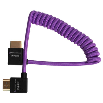 Kondor Blue GERALD UNDONE Right Angle Full HDMI Cable 12"-24" Coiled (Purple)