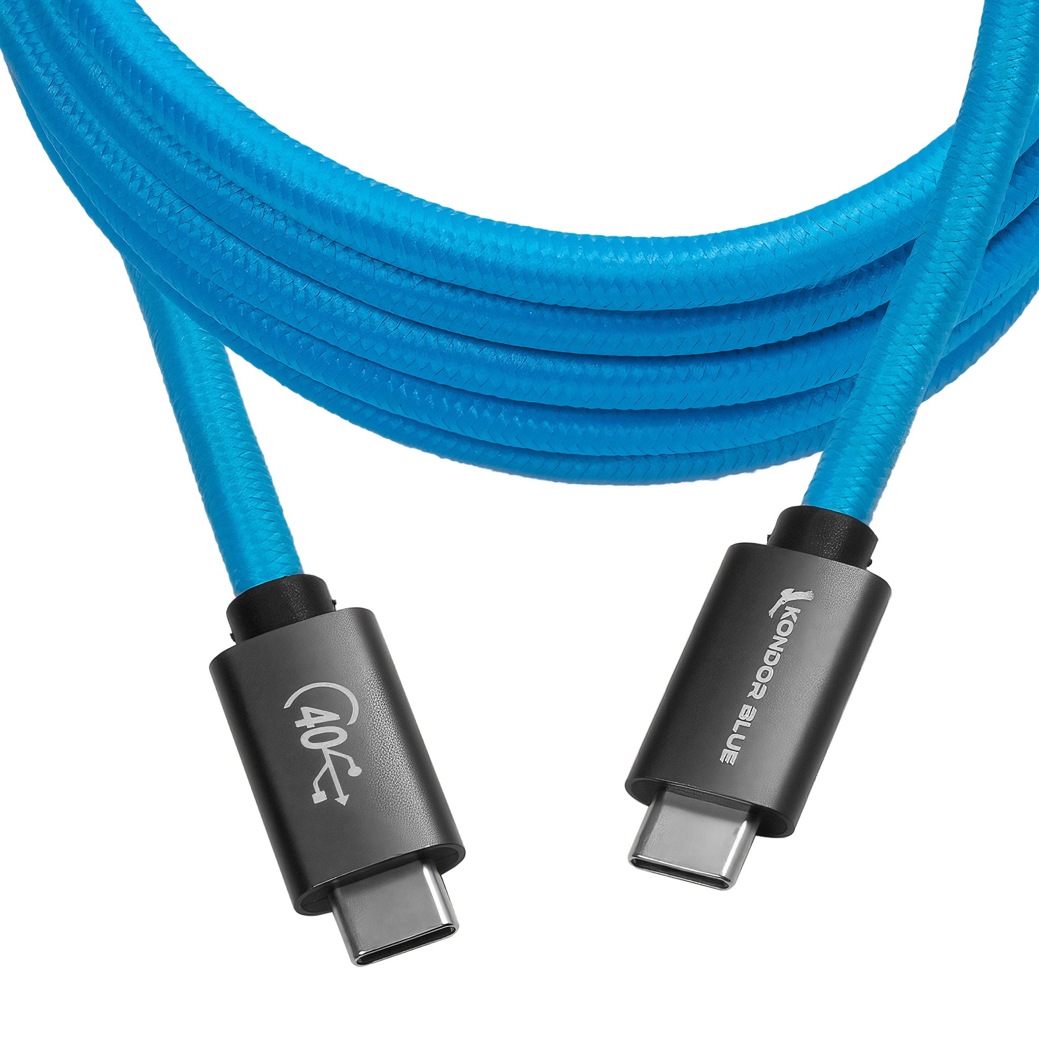 Kondor Blue THUNDERBOLT 4 USB 4.0 TYPE C CABLE BLAZING 40G SPEEDS 5A 100W STRAIGHT 6 FT