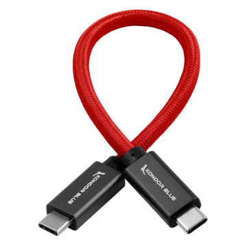 Kondor Blue USB C to USB C High Speed Cable for SSD Recording (8.5") (Cardinal Red)