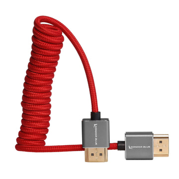 Kondor Blue Coiled Full HDMI Cable (12-24") (Cardinal Red)