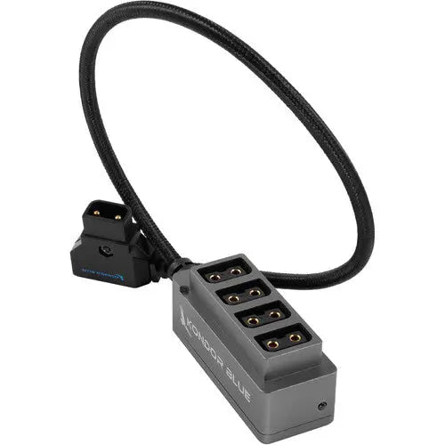 Kondor Blue Male D-Tap to 4-Port Female D-Tap Splitter Hub (16") - AVC photo video store