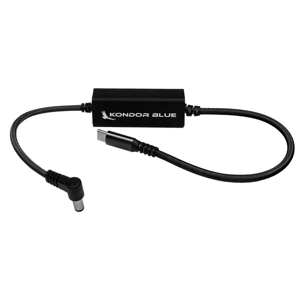Cabo de alimentação DC para USB C Kondor Blue de 16" para câmeras sem espelho (preto raven)