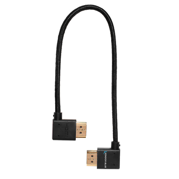 Cabo HDMI reto Kondor Blue de 12" de ângulo reto para ângulo esquerdo (preto raven)