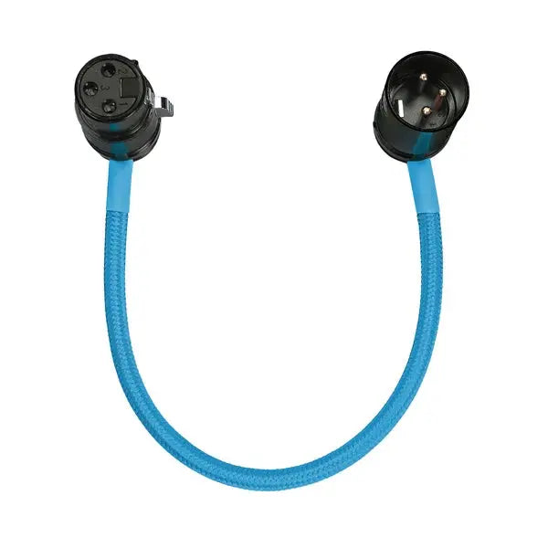 Cabo XLR reto de baixo perfil, ângulo reto, azul Kondor, 8" (preto raven)