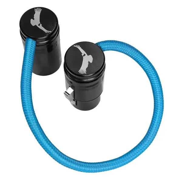 Cabo XLR reto de baixo perfil, ângulo reto, azul Kondor, 8" (preto raven)