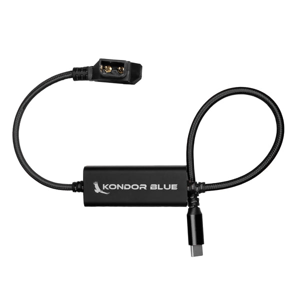Kondor Blue 16" D-Tap to USB C Power Delivery Cable for Mirrorless Cameras & Laptops (Raven Black) - AVC photo video store
