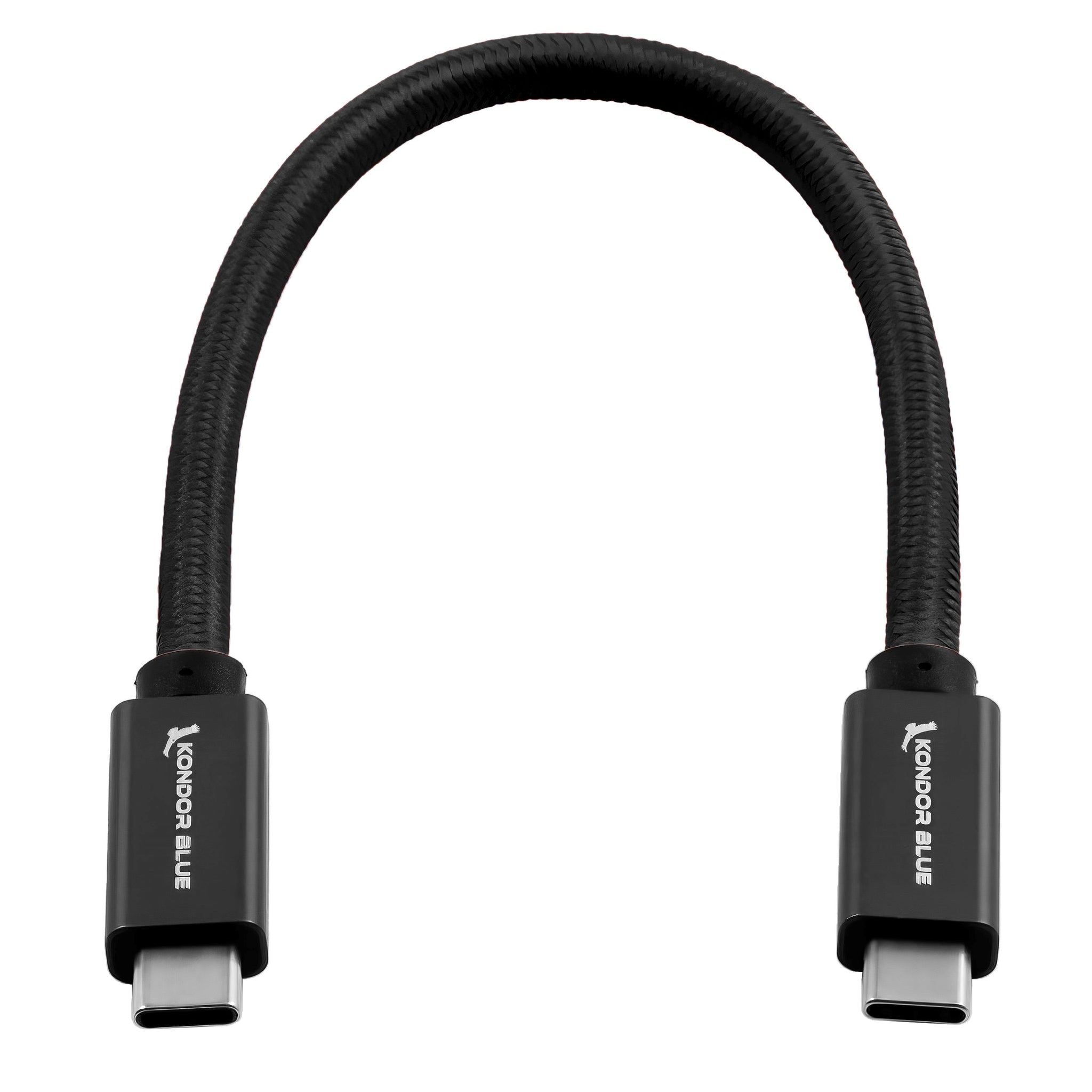 Kondor Blue USB C to USB C High Speed Cable for SSD Recording (8.5") (Raven Black)