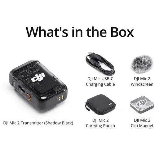 DJI MIC 2 Wireless Microphone Transmitter (1 TX), Shadow Black - AVC photo video store