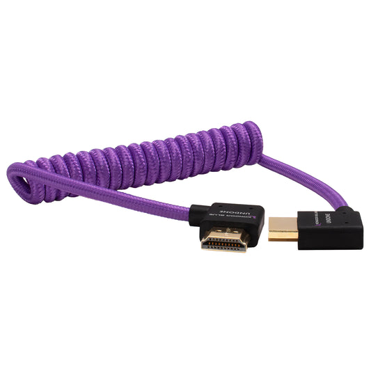 Kondor Blue GERALD UNDONE Right Angle Full HDMI Cable 12"-24" Coiled (Purple)