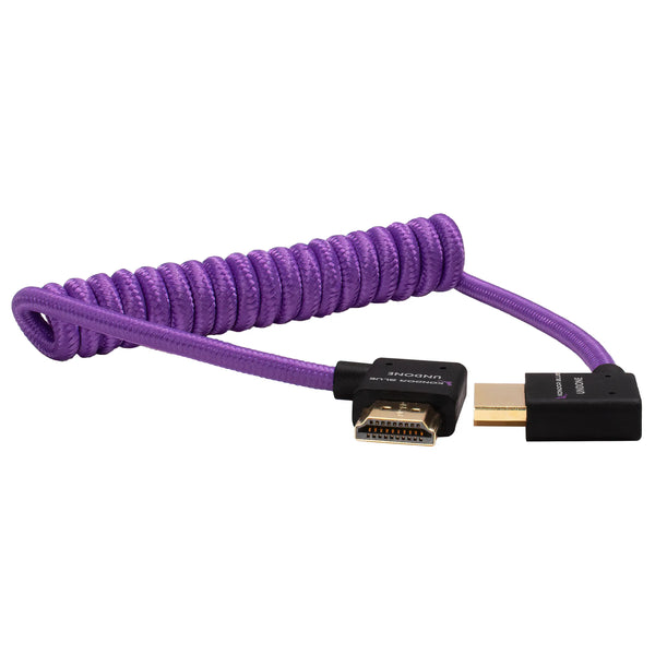 Kondor Blue GERALD UNDONE Right Angle Full HDMI Cable 12"-24" Coiled (Purple) - AVC photo video store