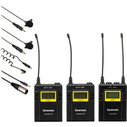 Saramonic Rx9+Tx9+Tx9 96-Ch Digital UHF Wireless Dual W/Lavalier Mic F/UWMIC9 System SARAMONIC
