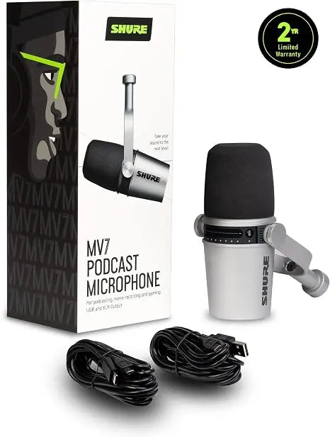 Micrófono para podcast Shure MV7 (plateado) 