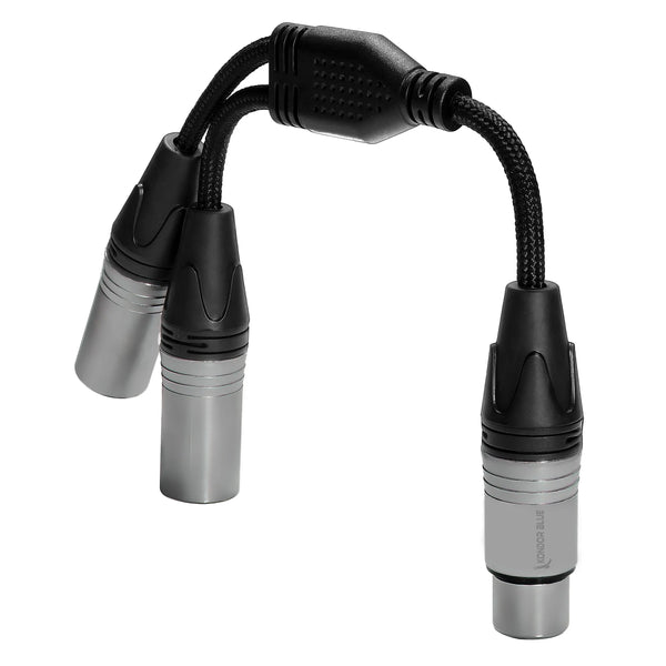 Kondor Blue Dual Male XLR To Female XLR Audio Y Splitter Cable (Raven Black) - AVC photo video store