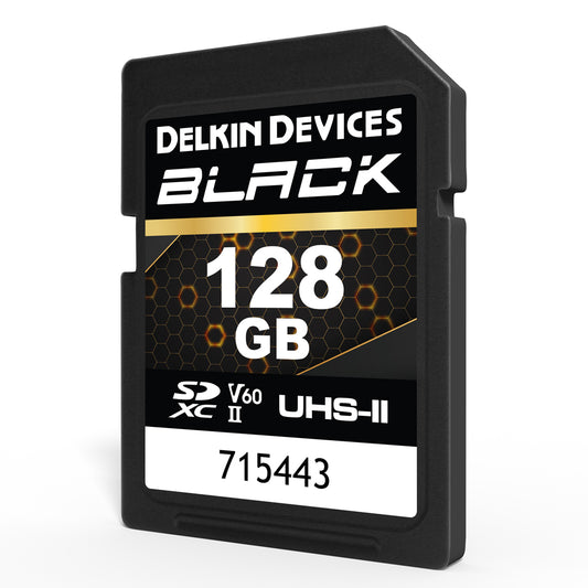 Delkin DSBV6128 128GB BLACK UHS-II V60 SDXC Memory Card