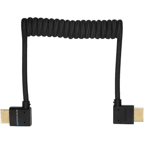 Kondor Blue Coiled Right-Angle High-Speed HDMI Cable, 12 to 24", Black - AVC photo video store