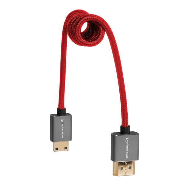 Kondor Blue Coiled Mini HDMI to Full HDMI (12-24") (Cardinal Red) - AVC photo video store