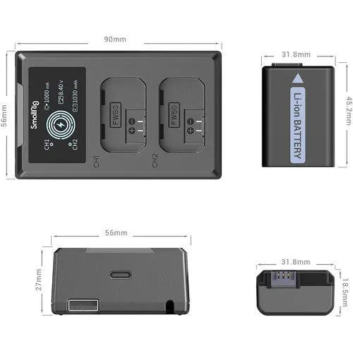 SmallRig 3818 NP-FW50 Camera Battery and Charger Kit - AVC photo video store