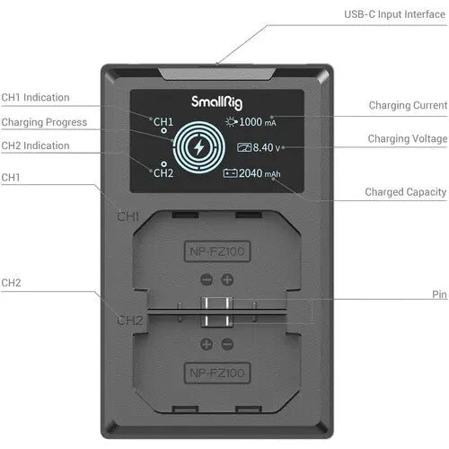 SmallRig 3824B NPFZ100 Camera Battery and Charger Kit - AVC photo video store