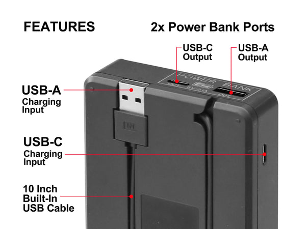 Vidpro VDL Dual-Bay LCD Display Charger + Power Bank F/7.2V & 7.4V Camera Batteries - AVC photo video store