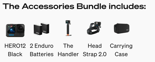 Gopro Hero 12 Black SPECIAL Accessory Bundle w/2 Enduro Batteries + The Handler + Head Strap 2.0 + Carrying Case