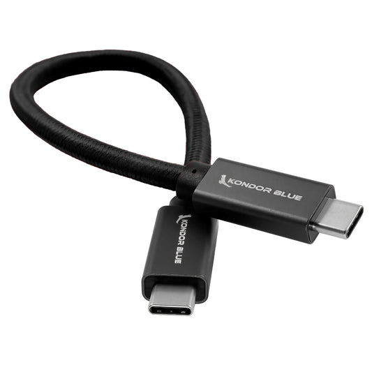 Kondor Blue USB C to USB C High Speed Cable for SSD Recording (8.5") (Raven Black)