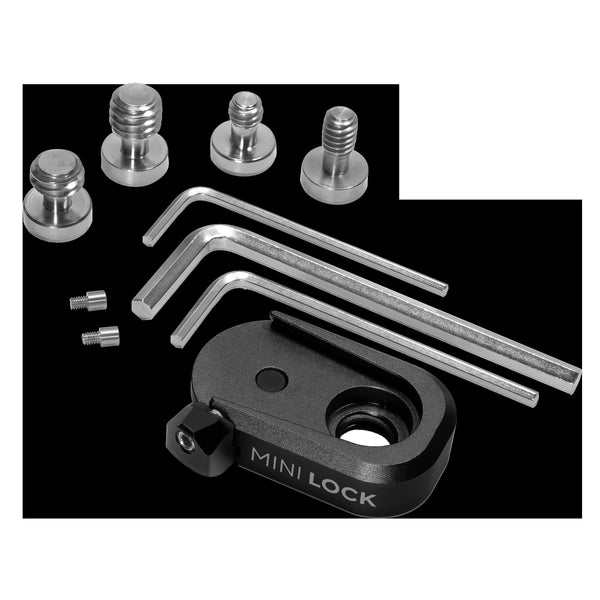 Placas de liberação rápida Kondor Blue Mini Lock para fluxos de trabalho de câmera profissional (somente receptor fêmea) (preto raven)