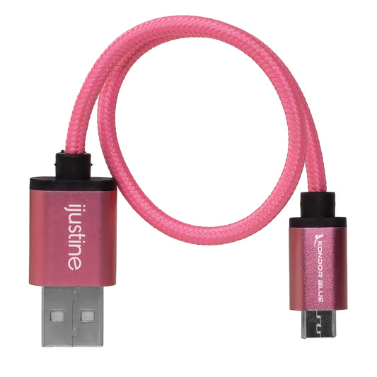 Kondor Blue iJustine Pink USB A to Micro USB Fast Charging Data Cable (10")