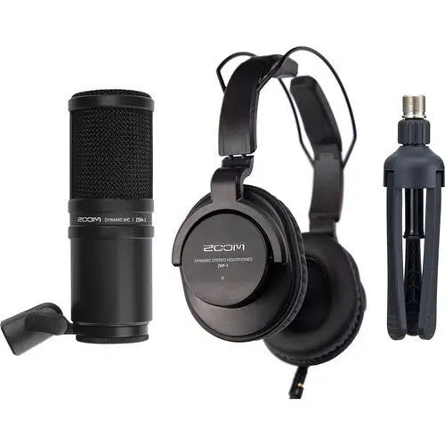Zoom ZDM-1 Podcast Mic Pack with Headphones, Windscreen, XLR, and Tabletop Stand - AVC photo video store