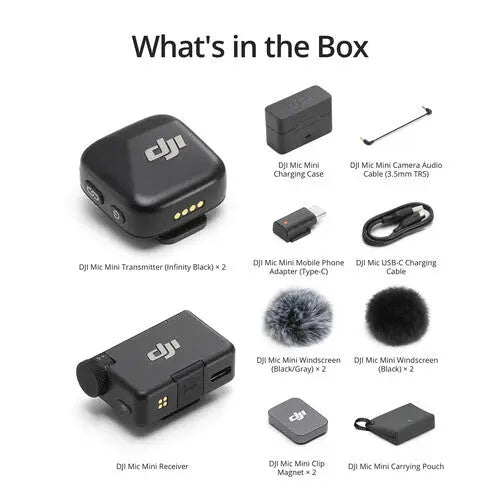 DJI MIC Mini Wireless Microphone Kit (2 TX + 1 RX + Charging Case) - AVC photo video store