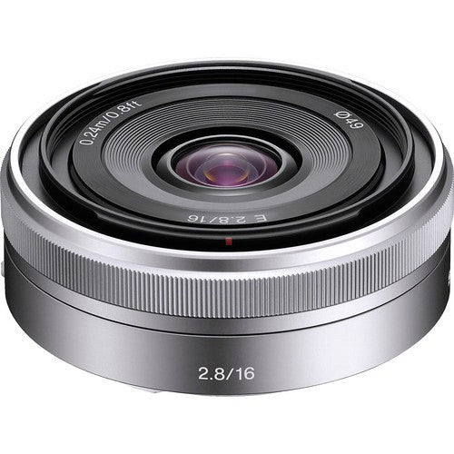 Sony SEL16F28S E 16mm f/2.8 Lens, Silver, Ø49