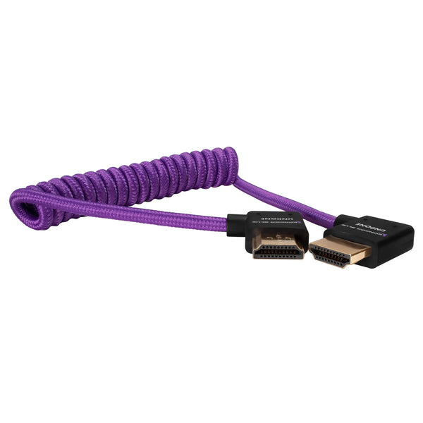 Kondor Blue GERALD UNDONE Right Angle Full HDMI Cable 12"-24" Coiled (Purple) - AVC photo video store