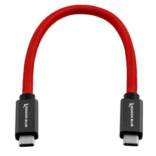 Kondor Blue USB C to USB C High Speed Cable for SSD Recording (8.5") (Cardinal Red)