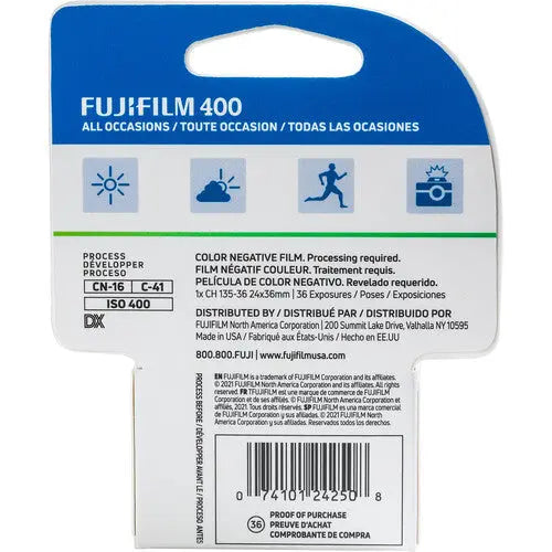 Fujifilm 400 Color Film 35mm 36 Exp Single Roll - AVC photo video store