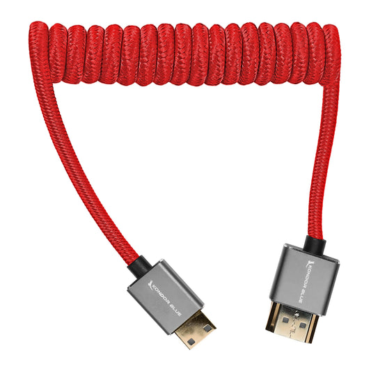 Kondor Blue Coiled Mini HDMI to Full HDMI (12-24") (Cardinal Red)