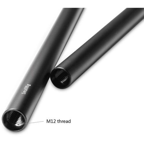 SmallRig 1053 15mm Black Aluminum Alloy Rod (M12-30cm / 12in) (2pcs)