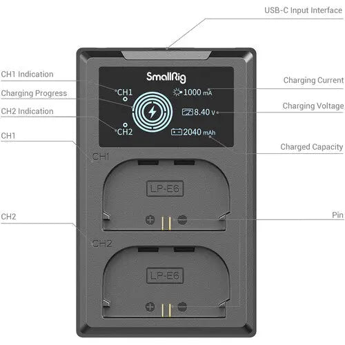 SmallRig 3821 LPE6NH Camera Battery and Charger Kit - AVC photo video store