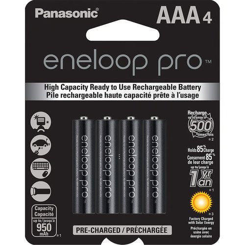 Panasonic BK4HCCA4BA Eneloop Pro AAA Rechargeable Ni-MH Batteries (950mAh, 4-Pack)