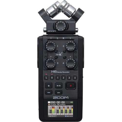 Zoom H6 All Black 6-Input/6-Track Portable Handy Recorder W/Single Mic Capsule